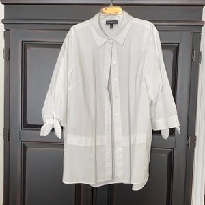 Button up blouse with tie sleeves